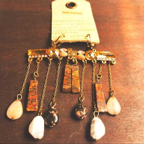 NWT Anthropologie Earrings Semi Precious Stones - Picture 2 of 3